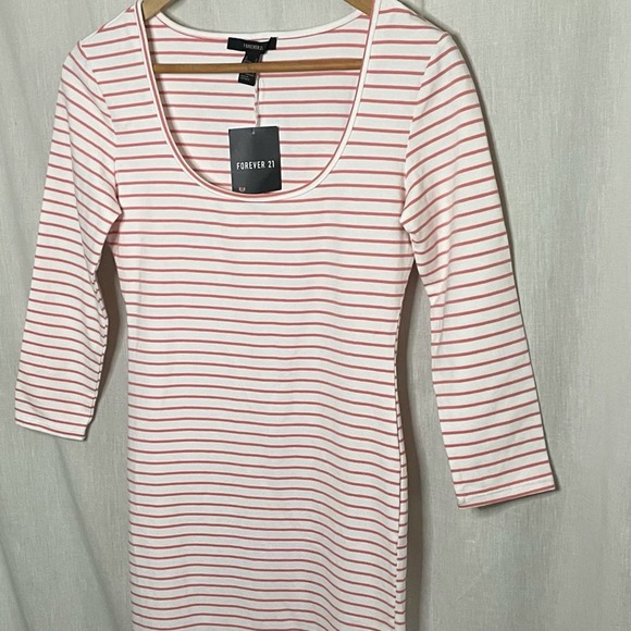 Forever 21 White & Coral Stripe Bodycon Dress - Picture 16 of 16